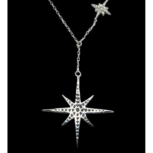 New Tocara Sterling Silver Starburst Pendant Necklace DiAmi Crystal Cluster Star - Picture 8 of 13
